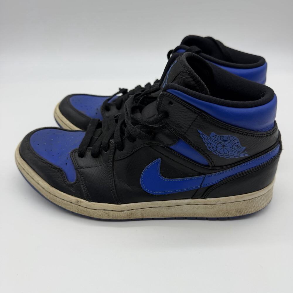 Nike Air Jordan 1 Mid Black Hyper Royal 554724-068 Mens 9.5 Blue Black Shoes